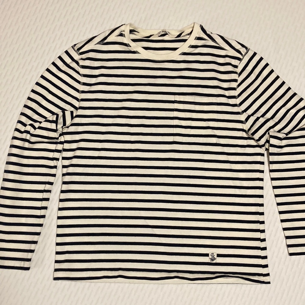 Quaker Marine Mariner Knit Striped Breton Shirt Size L